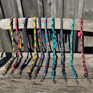 Handbraided premium bull hide leather leashes